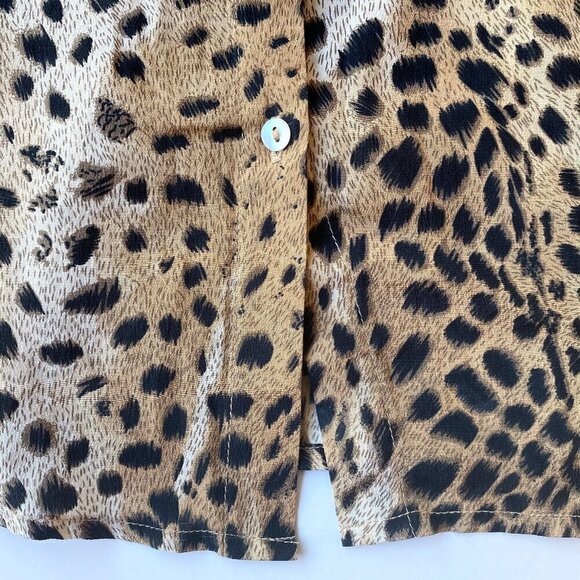 Ranked 100% Silk Leopard Print Sheer Button Down Blouse Size P/M - Picture 8 of 11
